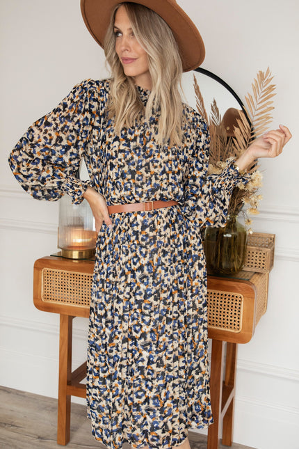 Peggy Pleated Dark Blue - Maxi Jurk