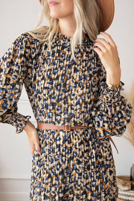 Peggy Pleated Dark Blue - Maxi Jurk