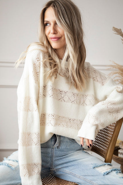 Sparkles & Stripes Off White - Trui