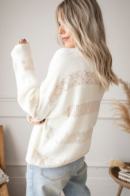 Sparkles & Stripes Off White - Trui