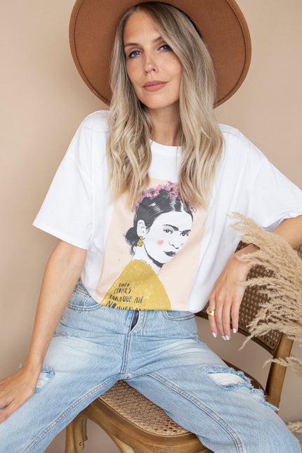Ode To Frida Kahlo White/Beige - T-Shirt