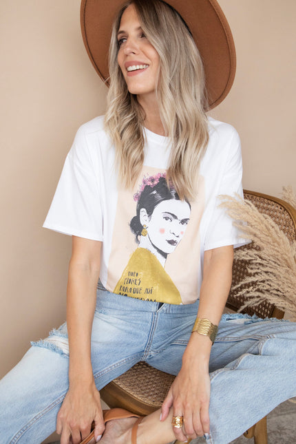 Ode To Frida Kahlo White/Beige - T-Shirt