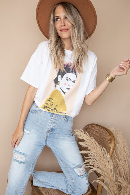 Ode To Frida Kahlo White/Beige - T-Shirt