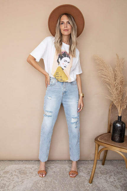 Ode To Frida Kahlo White/Beige - T-Shirt