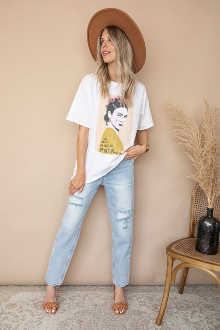 Ode To Frida Kahlo White/Beige - T-Shirt