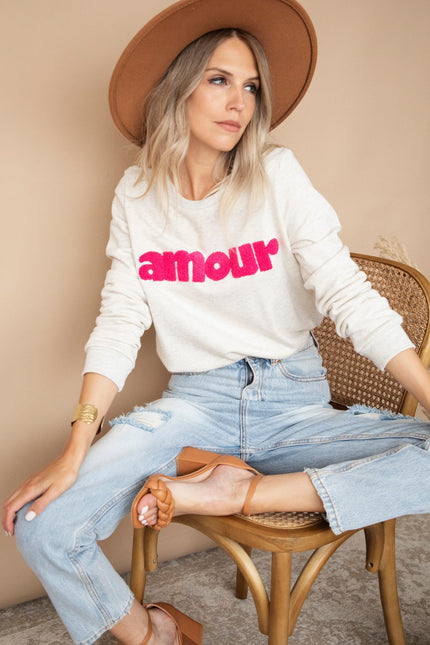 Mon Amour Cream/Fuchsia - Sweater