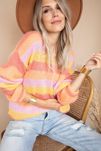 One Stripe Ahead Yellow/Lila - Trui