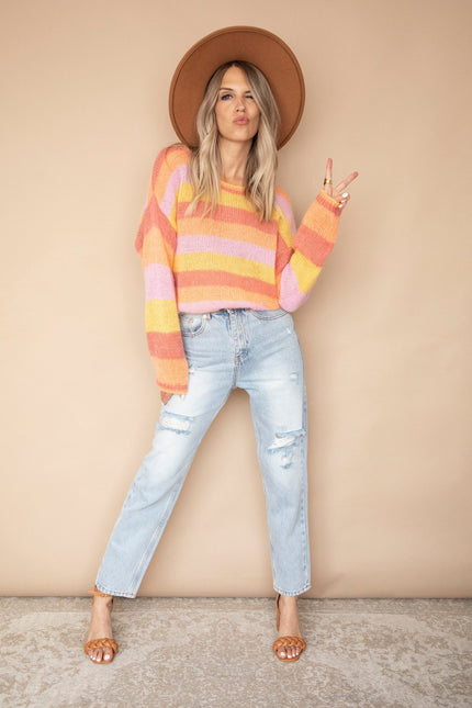 One Stripe Ahead Yellow/Lila - Trui