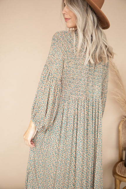 Joyce Camel/Petrol - Maxi Jurk