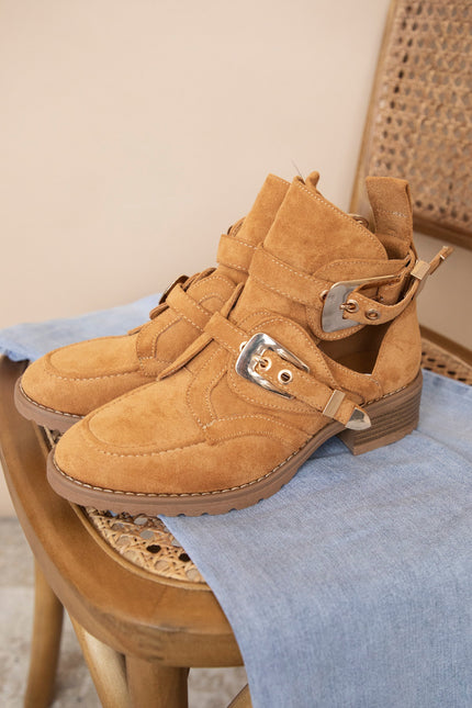 Cut Out Ankle Camel - Boots