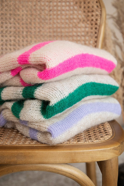 More Stripes & Good Vibes Beige/Dark Green - Trui