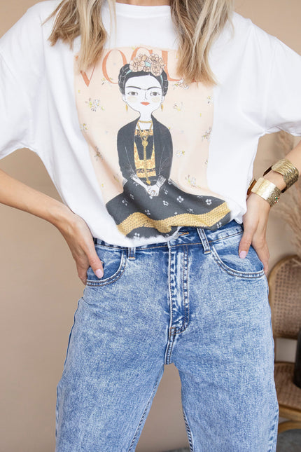 Frida On Vogue White/Beige - T-Shirt