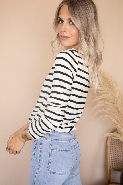 Beating Heart Stripes & Buttons Black - Longsleeve