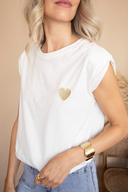 Beating Heart Epaulettes White - T-Shirt