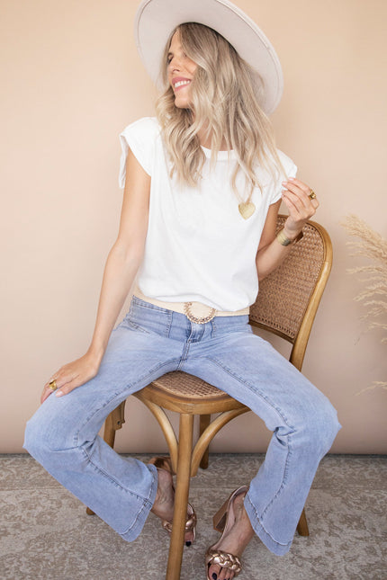 Beating Heart Epaulettes White - T-Shirt