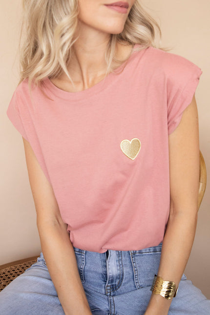 Beating Heart Epaulettes Old Pink - T-Shirt