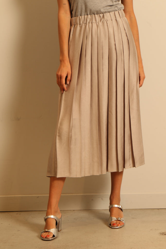 Tibi - skirt - PLEATED PULL ON - LIGHT TAN