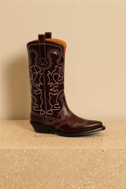 Ganni - laarzen - S2125 Western Boot - Burgundy