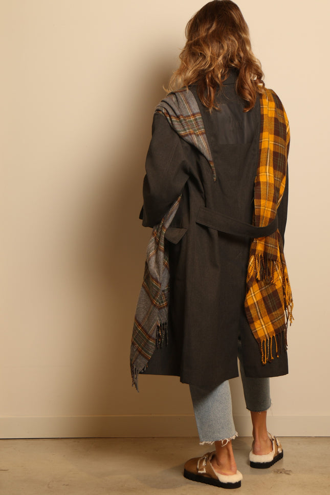 1/OFF - Jacket - Trench Check Scarf F - Navy