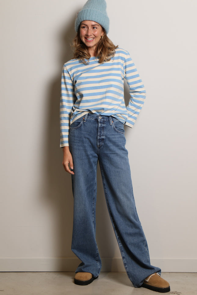 Denimist - top - DSW4273-040 L/S BOATNECK T - blue/white stripe