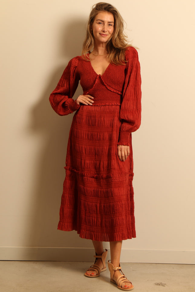 Sea New York - dress - Pasha pleated smocked dress - rust