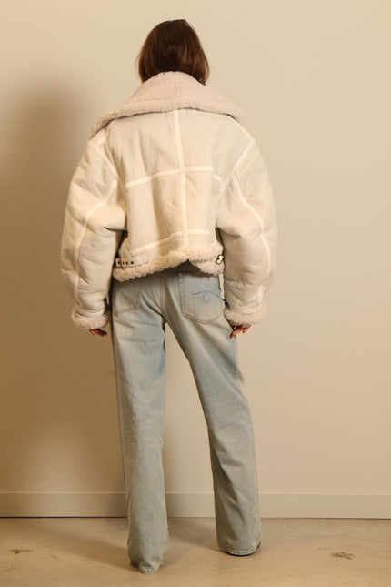 R13 - lammy Jacket - SHERPA AVIATOR - WHITE / WHITE