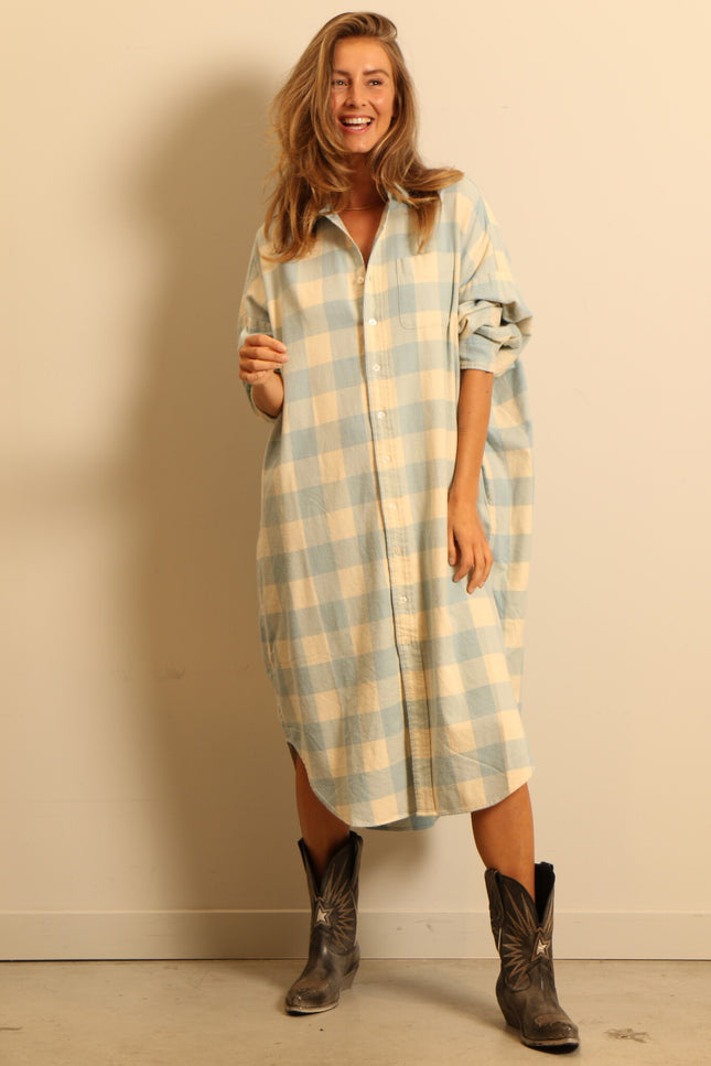 Denimist - shirtdress - Oversized - blue / ecru