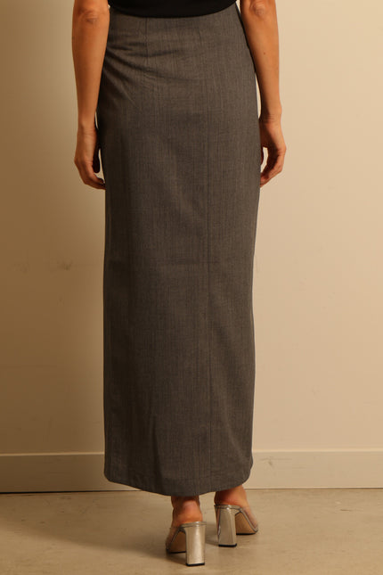 RÓHE - skirt - Double waistband detail - grey melange