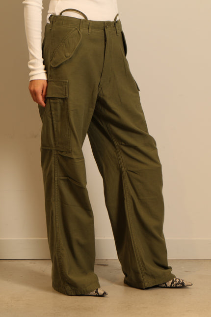 R13 - pants - WIDE LEG CARGO - OLIVE