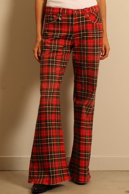 R13 - pants - JANET RELAXED FLAIR - PRINTED RED PLAID