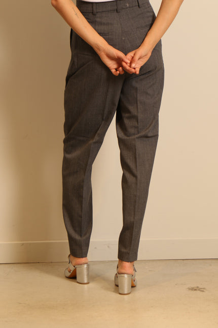 RÓHE - pants - Carrot fit single pleat - grey melange