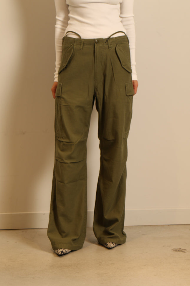 R13 - pants - WIDE LEG CARGO - OLIVE