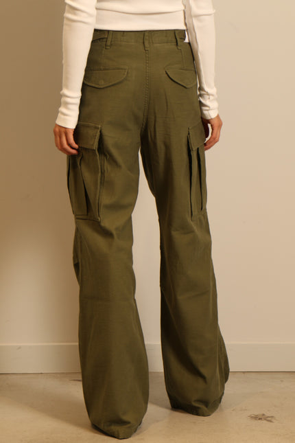 R13 - pants - WIDE LEG CARGO - OLIVE