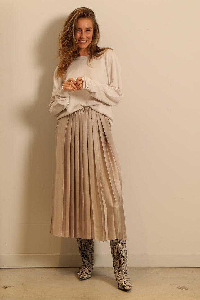 Tibi - skirt - PLEATED PULL ON - LIGHT TAN