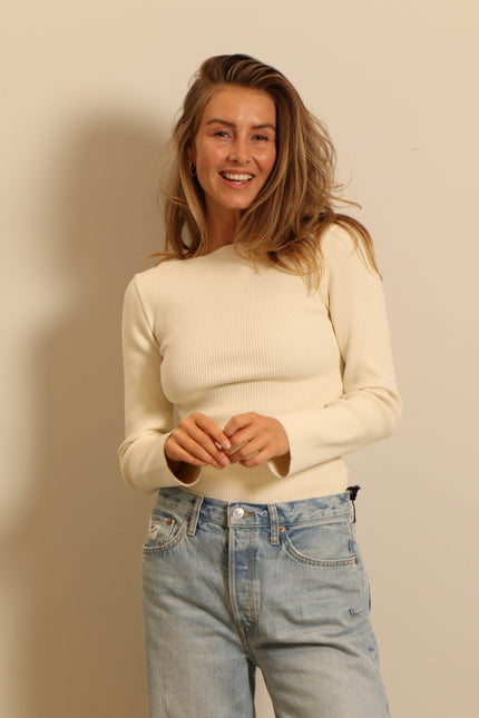 RÓHE - top - Ribbed knit - cream