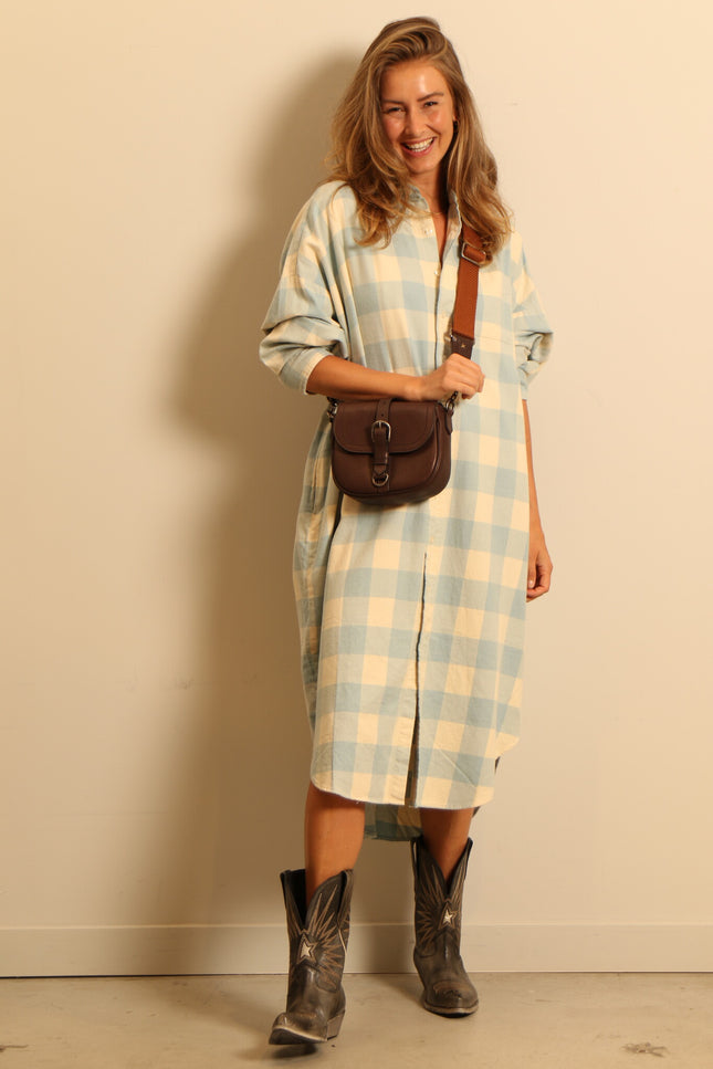 Denimist - shirtdress - Oversized - blue / ecru