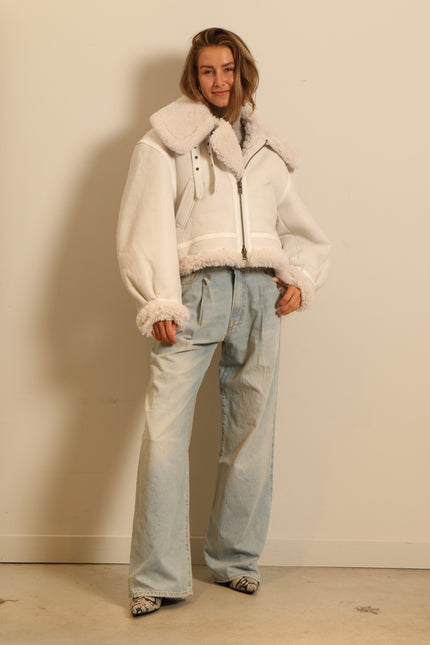 R13 - lammy Jacket - SHERPA AVIATOR - WHITE / WHITE