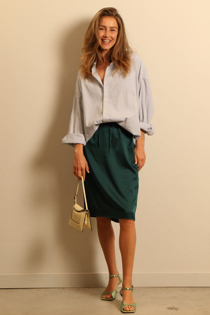 R13 - blouse - DROP NECK OXFORD SHIRT - BLUE/WHITE PINSTRIPE